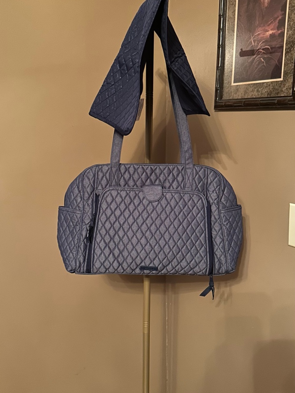 Vera Bradley Quilted Shoulder Baby Bag in Navy new without tag